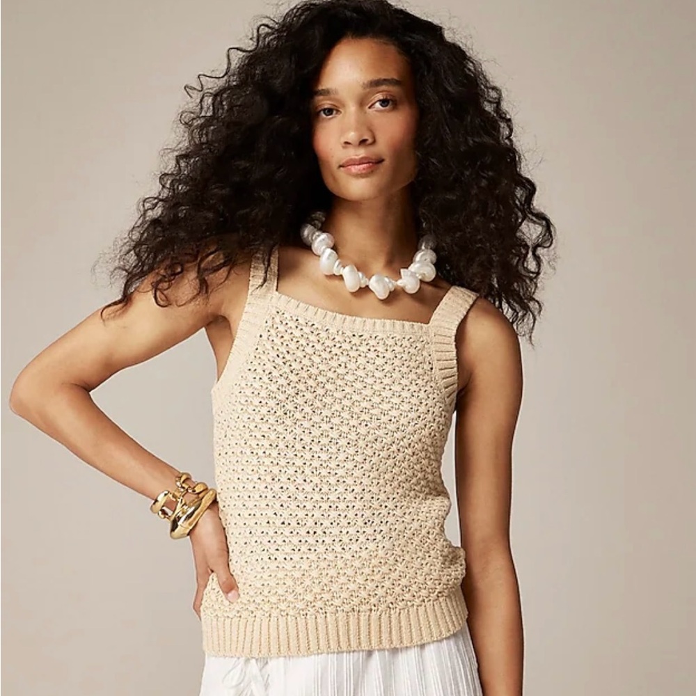 NEW Jcrew Basket Stitch Sweater Tank size XS Buff Clay